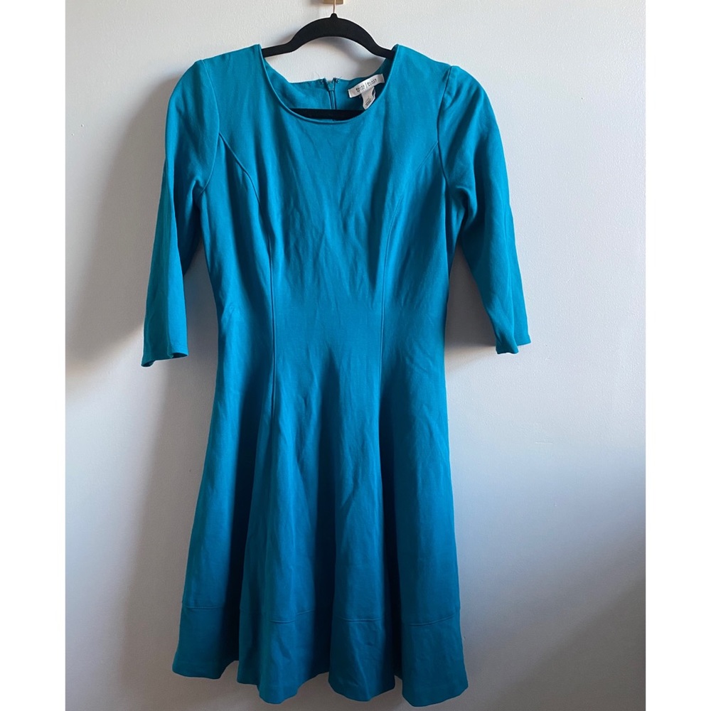 WHBM Turquoise 3/4 Sleeve Fit & Flare Dress